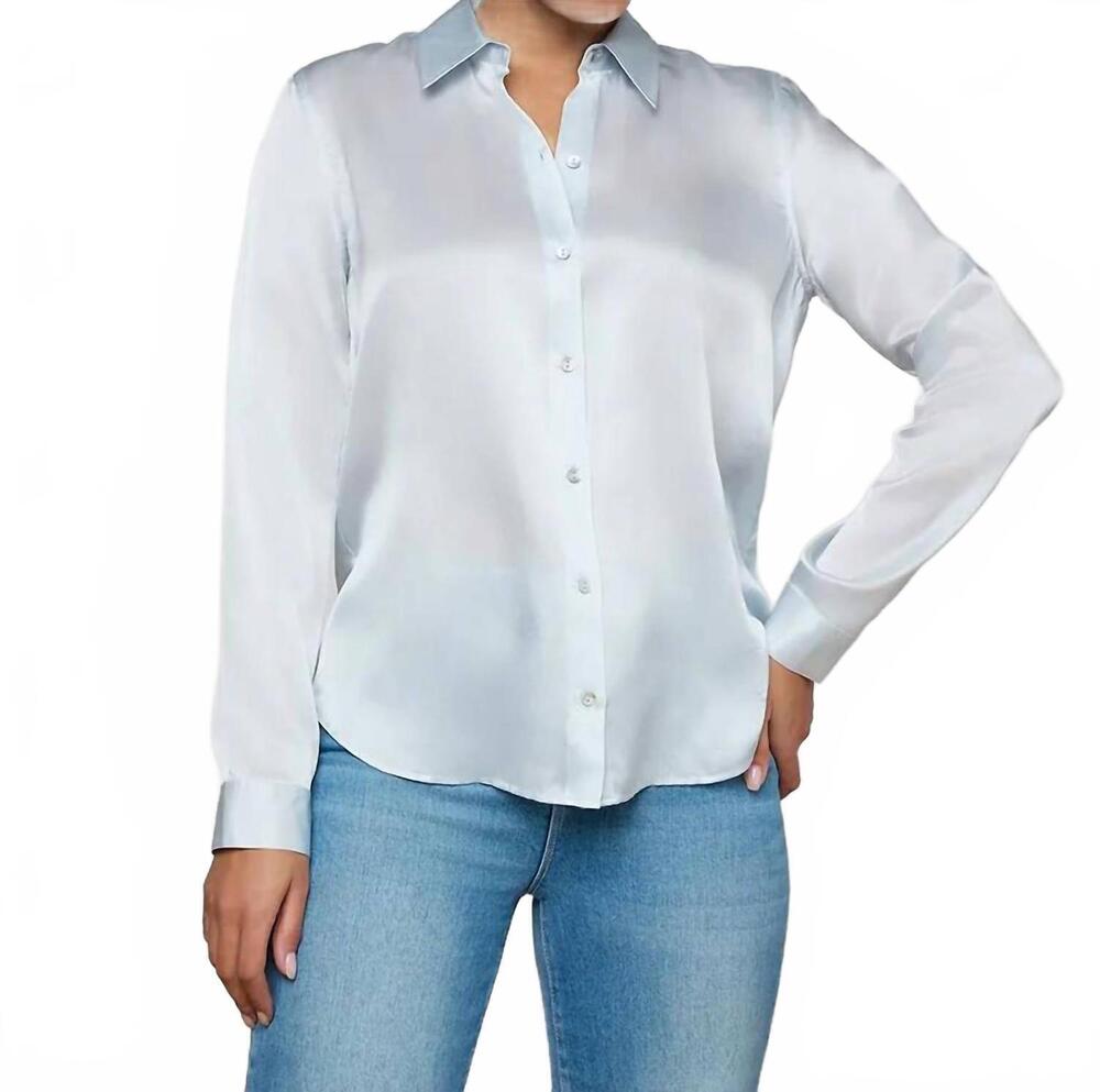 NEW L'AGENCE tyler long sleeve blouse in light blue